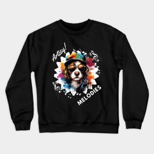 Artistic Dog with Beret: "Artsy Melodies" Crewneck Sweatshirt